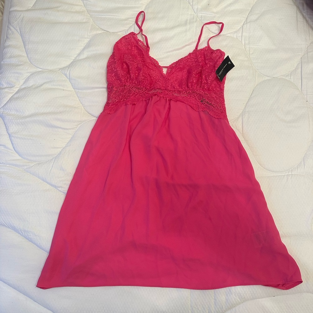 INC International Concepts Vibrant Pink Lace Chemise